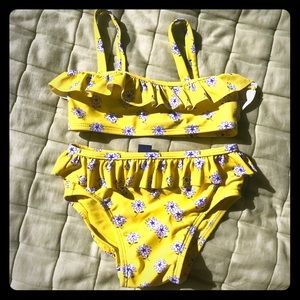 Baby gap two piece yellow flowered bathing suit
